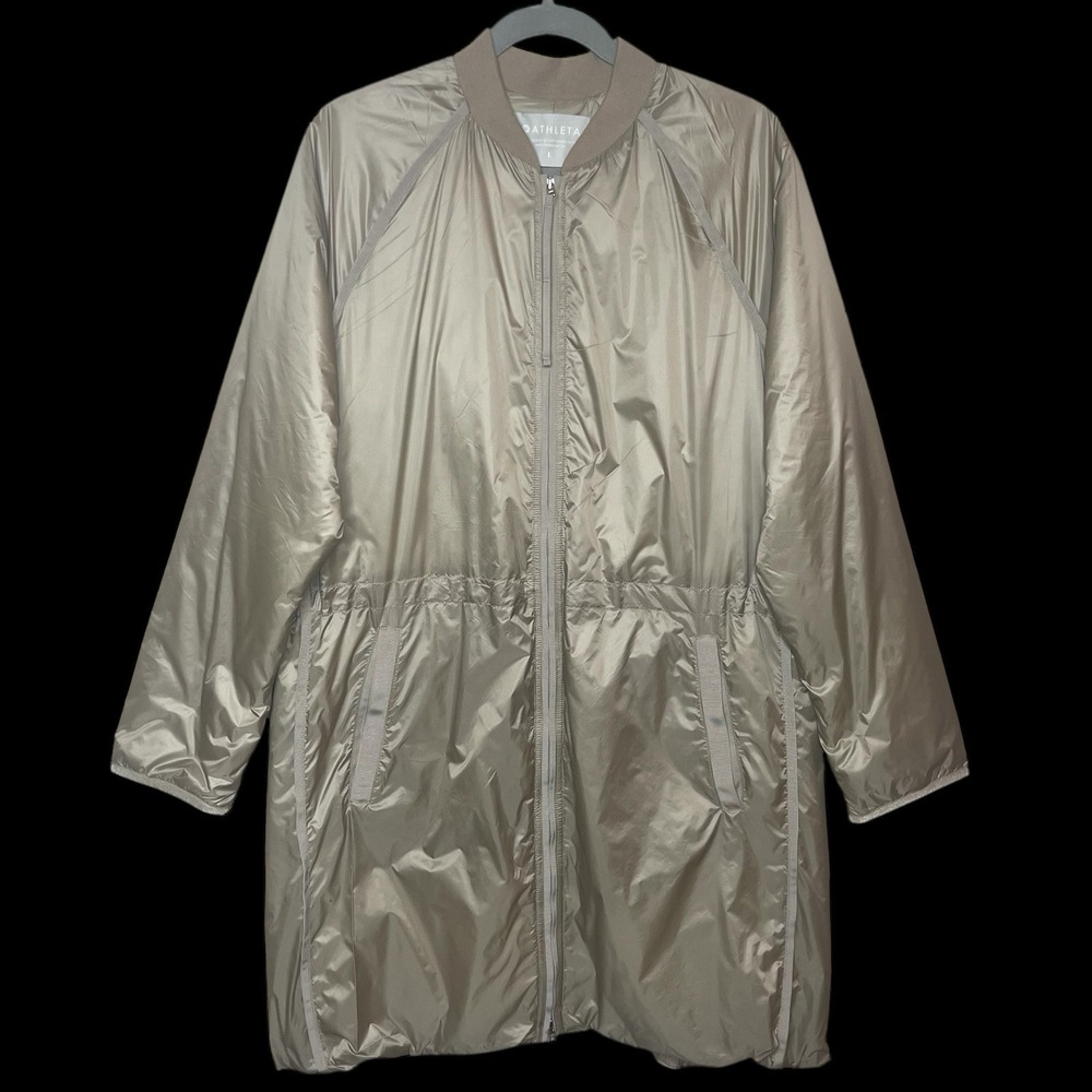 Athleta Summit Parka Jacket Coat Women's L Soft Gold Packable Lightweight - Picture 1 of 11